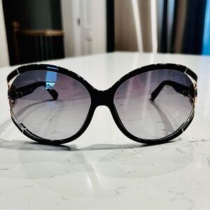 Salvatore Ferragamo Black and Gold Sunglasses NEW Made in Italy